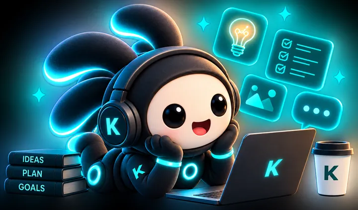 KAI trabajando con sus audífonos frente a la computadora